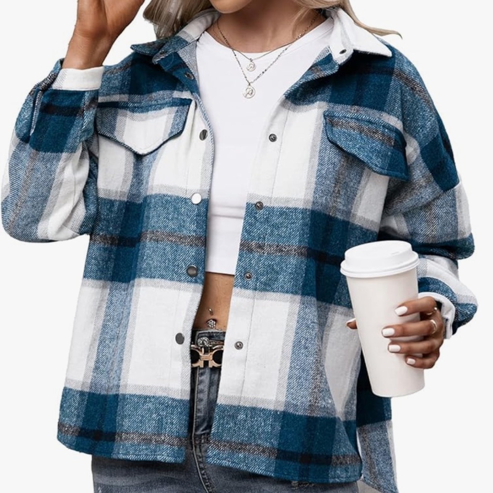 Women's Blue Plaid Jacket